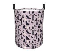 Large Laundry Basket with Handles - Halloween Black Cat Print Baby Kids Nursery Dirty Clothes Laundry Hamper for Bedroom Aesthetic