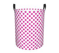 Large Laundry Basket with Handles - Hot Pink Polka Dot Pattern B Print Nursery Kids Baby Dirty Clothes Laundry Hamper for Bedroom Aesthetic