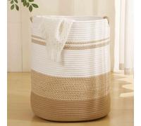 Large Laundry Hamper Basket, 57L Cotton Rope Woven Storage Bin for Blankets Storage for Living Room, Baby Laundry Basket Nursery Kids Dirty Clothes Hamper Tall Basket for Nursery Decor