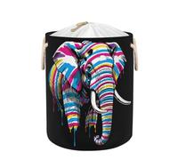 Large Laundry Hamper Basket - Colorful Elephant 58L Collapsible Storage Bin for Blankets, Kids Toys, Dirty Clothes, Tall Baby Nursery Hamper for Bathroom, Bedroom Decor, Gift Basket