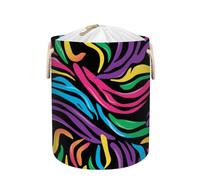 Large Laundry Hamper Basket - Colorful Zebra Stripes 58L Collapsible Storage Bin for Blankets, Kids Toys, Dirty Clothes, Tall Baby Nursery Hamper for Bathroom, Bedroom Decor, Gift Basket