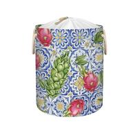 Large Laundry Hamper Basket - Dragon Fruit Blue Tile 58L Collapsible Storage Bin for Blankets, Kids Toys, Dirty Clothes, Tall Baby Nursery Hamper for Bathroom, Bedroom Decor, Gift Basket