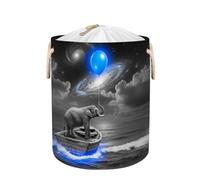 Large Laundry Hamper Basket - Elephant Boat Blue Balloon 58L Collapsible Storage Bin for Blankets, Kids Toys, Dirty Clothes, Tall Baby Nursery Hamper for Bathroom, Bedroom Decor, Gift Basket