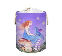 Large Laundry Hamper Basket - Fairy Dragon 58L Collapsible Storage Bin for Blankets, Kids Toys, Dirty Clothes, Tall Baby Nursery Hamper for Bathroom, Bedroom Decor, Gift Basket