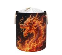 Large Laundry Hamper Basket, Fire Dragon 58L Collapsible Storage Bin for Blankets, Kids Toys, Dirty Clothes, Tall Baby Nursery Hamper for Bathroom, Bedroom Decor, Gift Basket
