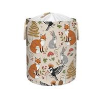 Large Laundry Hamper Basket, Forest Animals Fox 58L Collapsible Storage Bin for Blankets, Kids Toys, Dirty Clothes, Tall Baby Nursery Hamper for Bathroom, Bedroom Decor, Gift Basket
