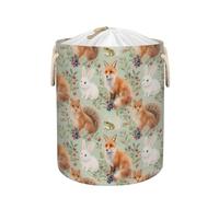 Large Laundry Hamper Basket - Forest Animals Fox 58L Collapsible Storage Bin for Blankets, Kids Toys, Dirty Clothes, Tall Baby Nursery Hamper for Bathroom, Bedroom Decor, Gift Basket