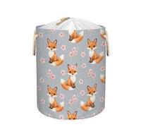 Large Laundry Hamper Basket - Fox Cherry Blossoms 58L Collapsible Storage Bin for Blankets, Kids Toys, Dirty Clothes, Tall Baby Nursery Hamper for Bathroom, Bedroom Decor, Gift Basket