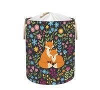 Large Laundry Hamper Basket - Fox Flower Bed 58L Collapsible Storage Bin for Blankets, Kids Toys, Dirty Clothes, Tall Baby Nursery Hamper for Bathroom, Bedroom Decor, Gift Basket