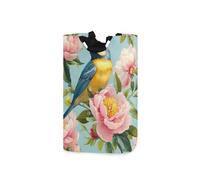 Large Laundry Hamper, Bird Spring Floral Laundry Basket Foldable Clothes Bag with Handle Foldable Washing Bin