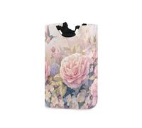 Large Laundry Hamper, Spring Hummingbird Flowers Laundry Basket Foldable Clothes Bag with Handle Foldable Washing Bin