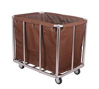 Large Laundry Sorter Trolley on WheelsHeavy Duty Commercial Hamper Cart Brown Laundry Basket for Easy Sorting and Organizing in Laundry RoomOne Size