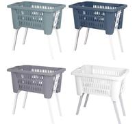 Large Laundry Washing Basket Folding Legs Plastic Rattan Clothes Storage HamperEnvenzo Large Laundry Washing Basket Folding Legs Plastic Rattan Clothes Storage 38 Liter Capacity (White)