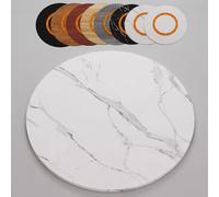 Large Lazy Susan Wooden Turntable 80-100cm Silent Rotating Serving Tray for Dining Table Kitchen White Marble Finish Perfect for Entertaining & Home Décor (45cm/18in)