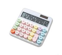 Large LCD Desktop Calculator Purple Ergonomic for Design Dual Power Mode for Math Finance Stationery Needs 15.3x14cm(White)
