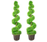 Large Leaf Artificial Spiral Tree with Decorative Planter