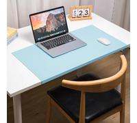 Large Leather Desk Pad with Edge Protection, Non-Slip Waterproof Desk Mat for Writing Work Game, Smooth Extended Laptop Mouse Keyboard Pads (Light Blue,100x50cm)