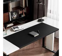 Large Leather Edge-Locked Desk Pad Protector, Office Extended Mouse Laptop Mat, Non-Slip Desk Writing Mats for Work Typing Game Study (Black,120x60cm)