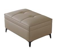 Large Leather Ottoman with Hidden Storage Upholstered Footrest & End of Bed Bench for Sofa Living Room & Bedroom - Stylish Light Brown Window Seat
