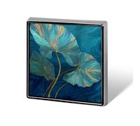 Large Leaves Swirled Blue Ocean Currents Unisex Brooches & Pins Square Lightweight Lapel Badge Jewelry for Clothing Shawl Hat