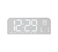 Large LED Alarm Clock with Wooden Texture Design for Bedroom Office Displaying Time Date Day Temperature Four Brightness Levels Five Light Colors (B)