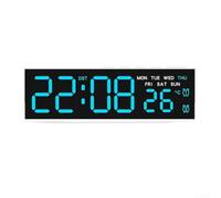 Large LED Digital Wall Clock Displaying Time, Temperature, Date, and Day with Built in Alarm and Three Level Brightness Adjustment for Easy Viewing (F)