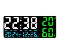 Large LED Digital Wall Clock with Temperature Humidity Display, Dual Alarm Night Light, Adjustable Brightness for Bedroom Living Room, Black(G)