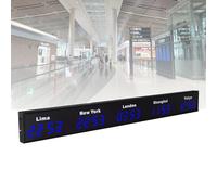 Large LED Digital World Clock with Multi Time Zone Display for Office, Home, and Travel Use
