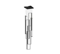 Large LED Dimmable Modern Chandelier for High Ceilings, Rectangular Pendant Lighting, Ideal for Staircases, Hotels, and Villas (6 Lights, 59 inches, Black)