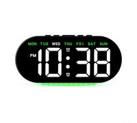 Large LED Display Digital Alarm Clock With Temperature Display For Office, Bedroom, Dorm, Adjustable Brightness Settings, ABS Build(Green Light)