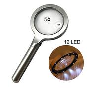 Large LED Handheld Magnifying Glass,5 X 10X Full Metal Lighted Magnifier - Best Size Illuminated Reading Magnifier for Reading,Inspection,Hobbies and Macular Degeneration