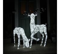 Large Light Up Stag and Doe Reindeer Set - White