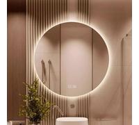 Large LED Round Mirror with AntiFog Dimmable 3Color Smart Touch Control Multifunctional HD Glass Wall Mirror 70cm/27.6inModern Bathroom Decor