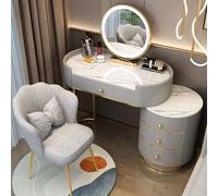 Large LED Vanity Desk Set with 3 Lighting Modes Adjustable Makeup Table Storage Drawers & Stool Stylish Dressing Table for Beauty & Grooming
