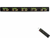 Large LED World Wall Clock with Digital Time Zone Display, Adjustable Brightness, Ideal for Hotels, Airports, and Entertainment Venues