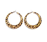 Large Leopard Hoop Earrings for Women Vintage Chunky Exaggerated Leopards Print Earring Gold Plated Geometric Lightweight Bohemian Fashion Personalized Halloween Party Prom Accessories Jewelry