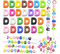 Large Letter Beads 26 Pcs 20mm 3D Paracord Beads Acrylic Colorful Bubble Big Alphabet Bead 6mm Large Hole Chunky Letter Bead for Keychains Purse Bag Charm Kit Backpack (26, Large Letter Beads D)