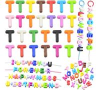 Large Letter Beads 26 Pcs 20mm 3D Paracord Beads Acrylic Colorful Bubble Big Alphabet Bead 6mm Large Hole Chunky Letter Bead for Keychains Purse Bag Charm Kit Backpack (26, Large Letter Beads T)