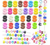 Large Letter Beads 26 Pcs 20mm 3D Paracord Beads Acrylic Colorful Bubble Big Alphabet Bead 6mm Large Hole Chunky Letter Bead for Keychains Purse Bag Charm Kit Backpack (26, Large Letter Beads S)