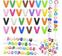 Large Letter Beads 26 Pcs 20mm 3D Paracord Beads Acrylic Colorful Bubble Big Alphabet Bead 6mm Large Hole Chunky Letter Bead for Keychains Purse Bag Charm Kit Backpack (26, Large Letter Beads V)