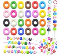 Large Letter Beads 26 Pcs 20mm 3D Paracord Beads Acrylic Colorful Bubble Big Alphabet Bead 6mm Large Hole Chunky Letter Bead for Keychains Purse Bag Charm Kit Backpack (26, Large Letter Beads O)