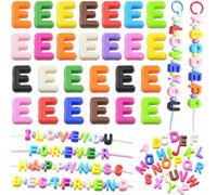 Large Letter Beads 26 Pcs 20mm 3D Paracord Beads Acrylic Colorful Bubble Big Alphabet Bead 6mm Large Hole Chunky Letter Bead for Keychains Purse Bag Charm Kit Backpack (26, Large Letter Beads E)