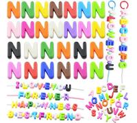 Large Letter Beads 26 Pcs 20mm 3D Paracord Beads Acrylic Colorful Bubble Big Alphabet Bead 6mm Large Hole Chunky Letter Bead for Keychains Purse Bag Charm Kit Backpack (26, Large Letter Beads N)