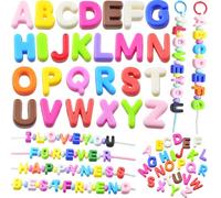 Large Letter Beads 26 Pcs 20mm 3D Paracord Beads Acrylic Colorful Bubble Big Alphabet Bead 6mm Large Hole Chunky Letter Bead for Keychains Purse Bag Charm Kit Backpack (26, Large Letter Beads A-Z)