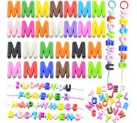 Large Letter Beads 26 Pcs 20mm 3D Paracord Beads Acrylic Colorful Bubble Big Alphabet Bead 6mm Large Hole Chunky Letter Bead for Keychains Purse Bag Charm Kit Backpack (26, Large Letter Beads M)