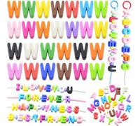 Large Letter Beads 26 Pcs 20mm 3D Paracord Beads Acrylic Colorful Bubble Big Alphabet Bead 6mm Large Hole Chunky Letter Bead for Keychains Purse Bag Charm Kit Backpack (26, Large Letter Beads W)