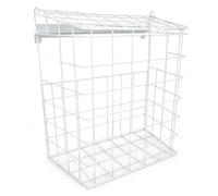 Large Letterbox Cage & Mail Catcher - No-Drill Pet Safe Post Basket for uPVC, Wood & Composite Doors - Secure White Iron Letter Box Guard with Lift-Top
