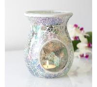 Large Light Blue Iridescent Crackle Oil Burner