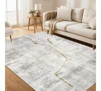 Large Light Gray Girls Room Rug 140x200CMSoft Washable ColdResistant with Elegant Gold Line DesignPerfect for Home Decor and Cozy Spaces