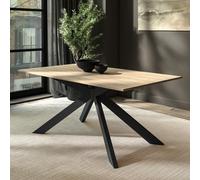 Large Light Oak Dining Table with Black Metal Legs - Seats 6 - Carson